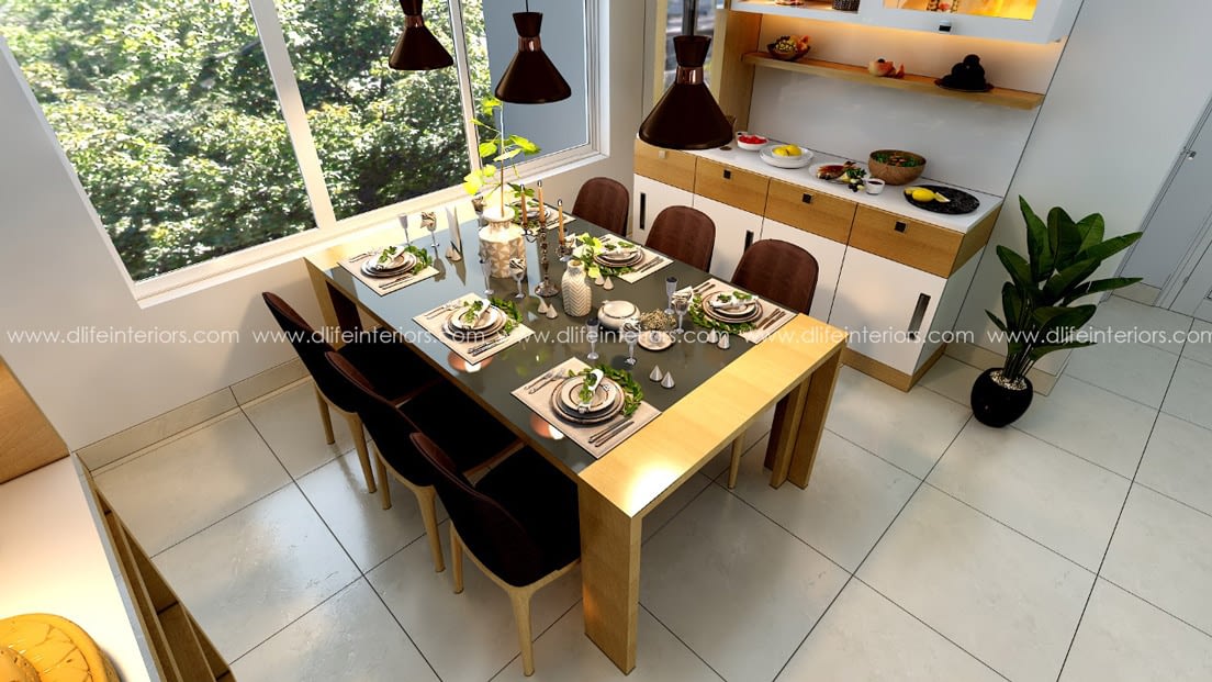 Dining Table Design in Kerala | Kochi | Bangalore by D'LIFE Interiors